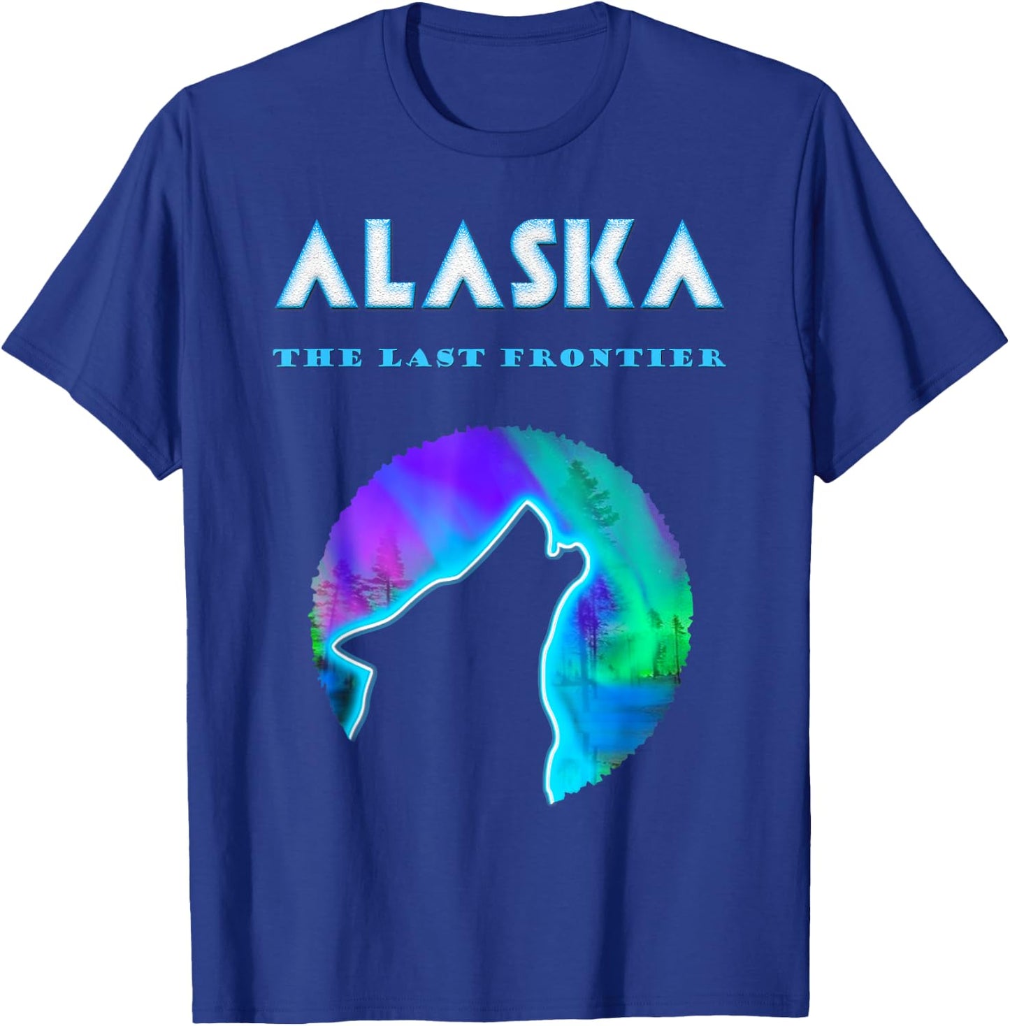 Cool Alaska Northern Lights Crawling Wild Wolf T-Shirt - T-Shirt | Royal