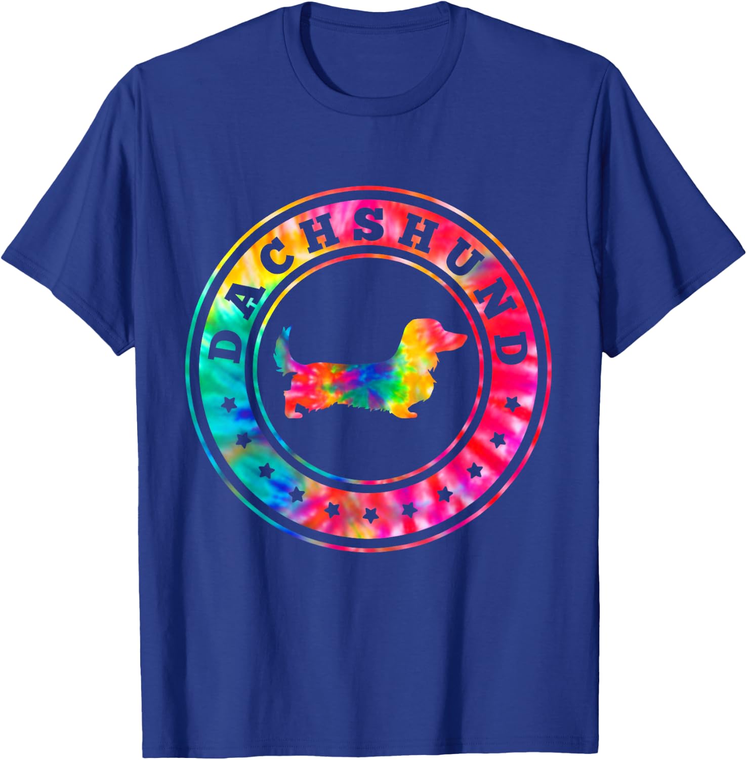 Tie Dye Long Hair Dachshund Dog Mom Dad Pet Lover T-Shirt - T-Shirt | Royal