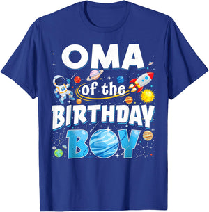 Oma Of The Birthday Boy Astronaut Family Space Planets T-Shirt - T-Shirt | Royal