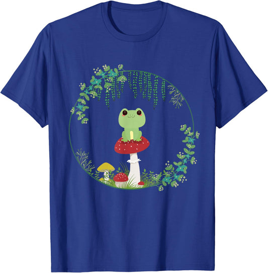 Cottagecore Aesthetic Kawaii Frog Goblincore Cute Mushroom T-Shirt - T-Shirt | Royal