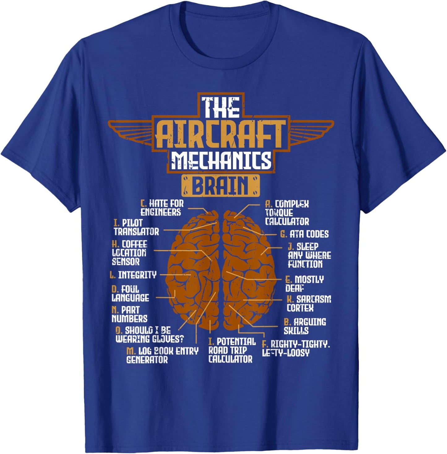 Aircraft Mechanics Brain Aviation T-Shirt - T-Shirt | Royal