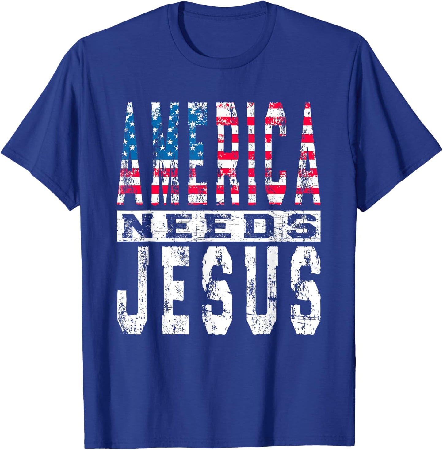 America Needs Jesus Vintage Patriotic American Flag USA Kids Men T-Shirt - T-Shirt | Royal