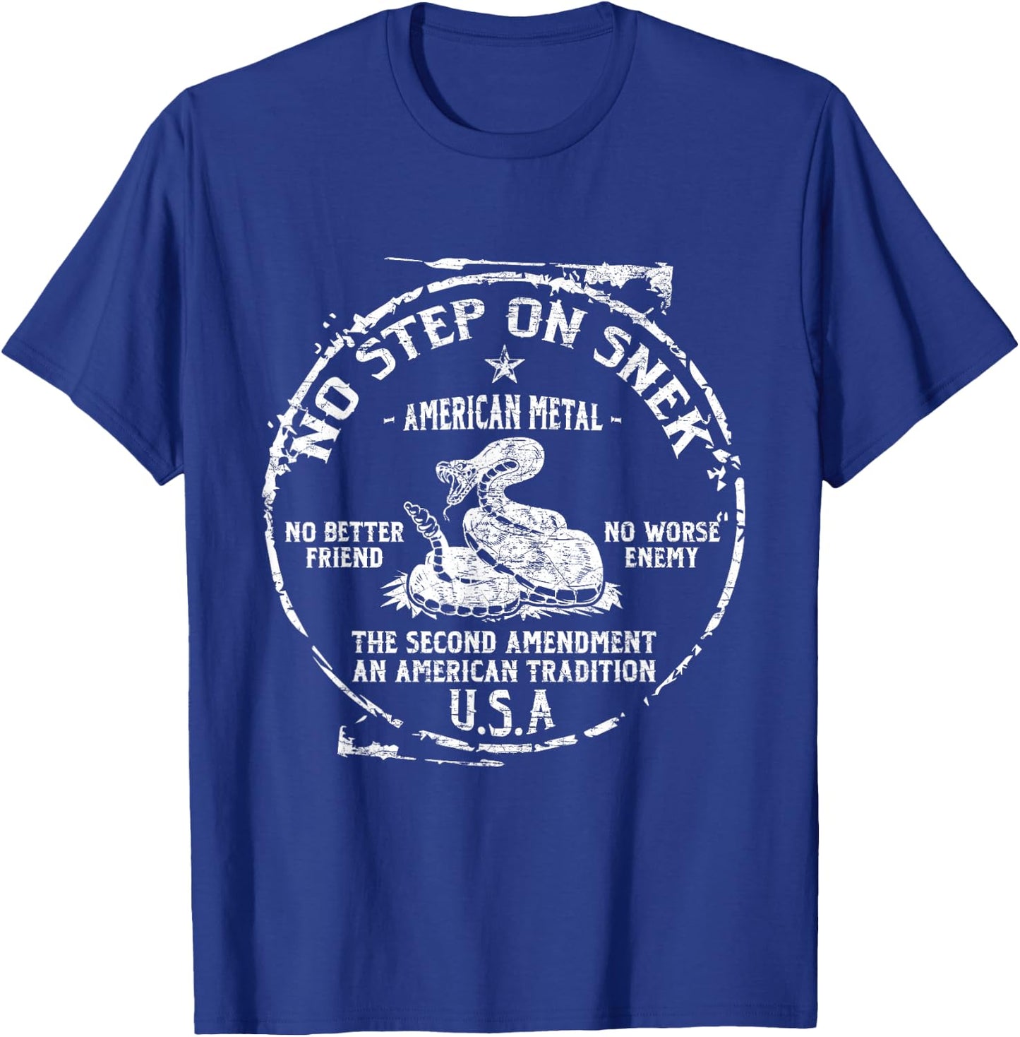 No Step On Snek - USA Patriotic Gift Women Kids Men T-Shirt - T-Shirt | Royal