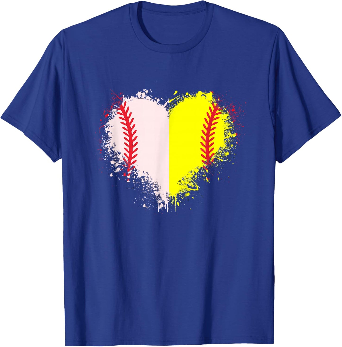 Cute Outlined Baseball Softball Heart Love T-Shirt - T-Shirt | Royal