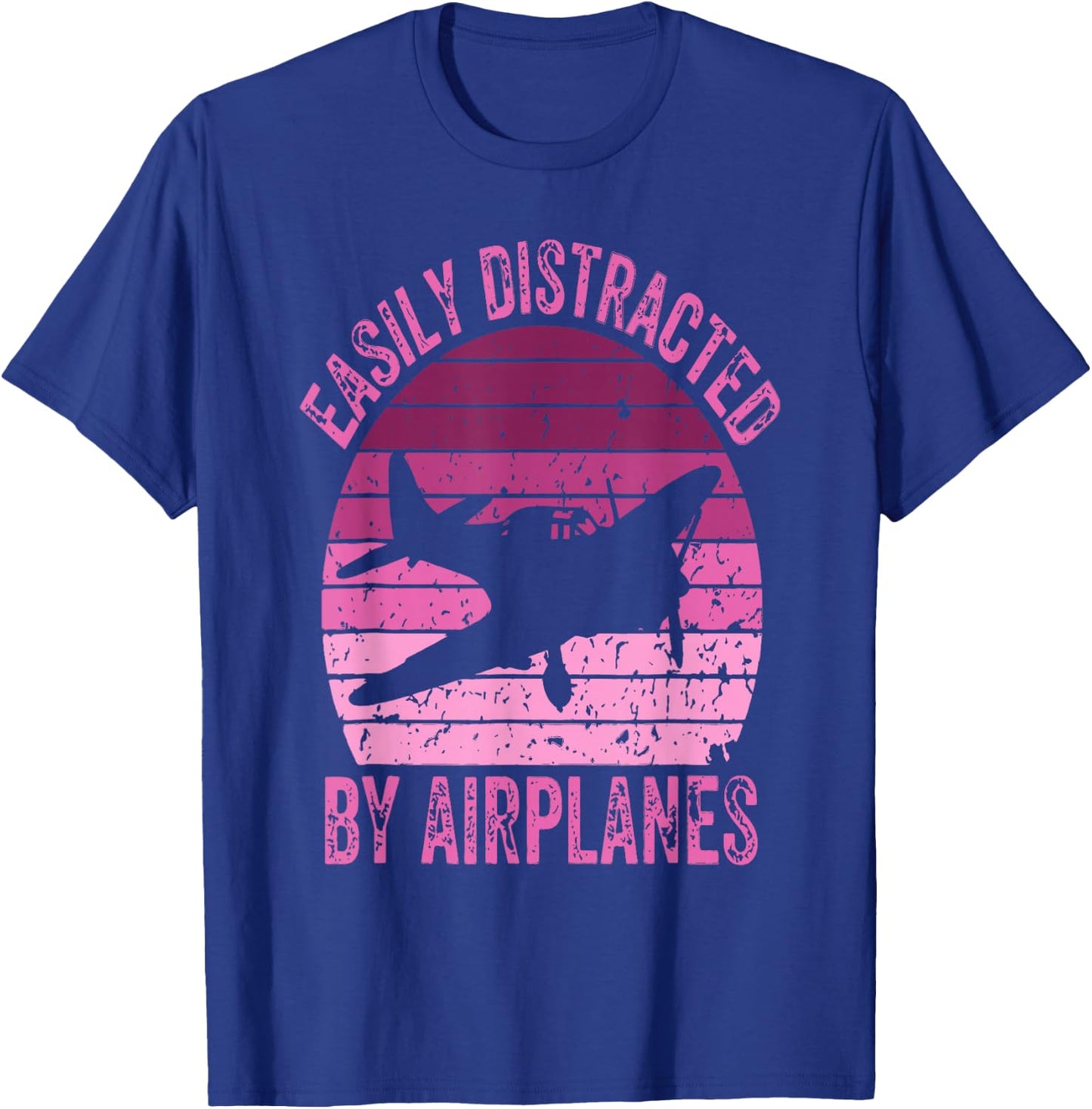 Easily Distracted By Airplanes Funny Pilot Aviation Women T-Shirt - T-Shirt | Royal