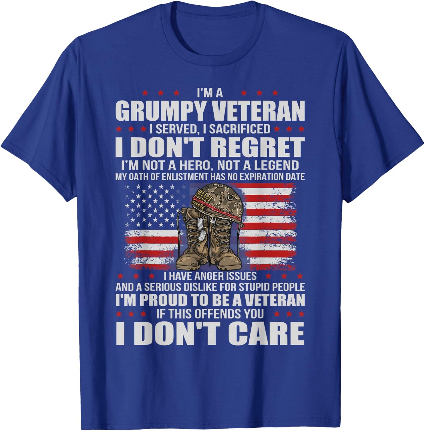 I'm A Grumpy Veteran Grandpa Patriotic Retired US Military T-Shirt - T-Shirt | Royal