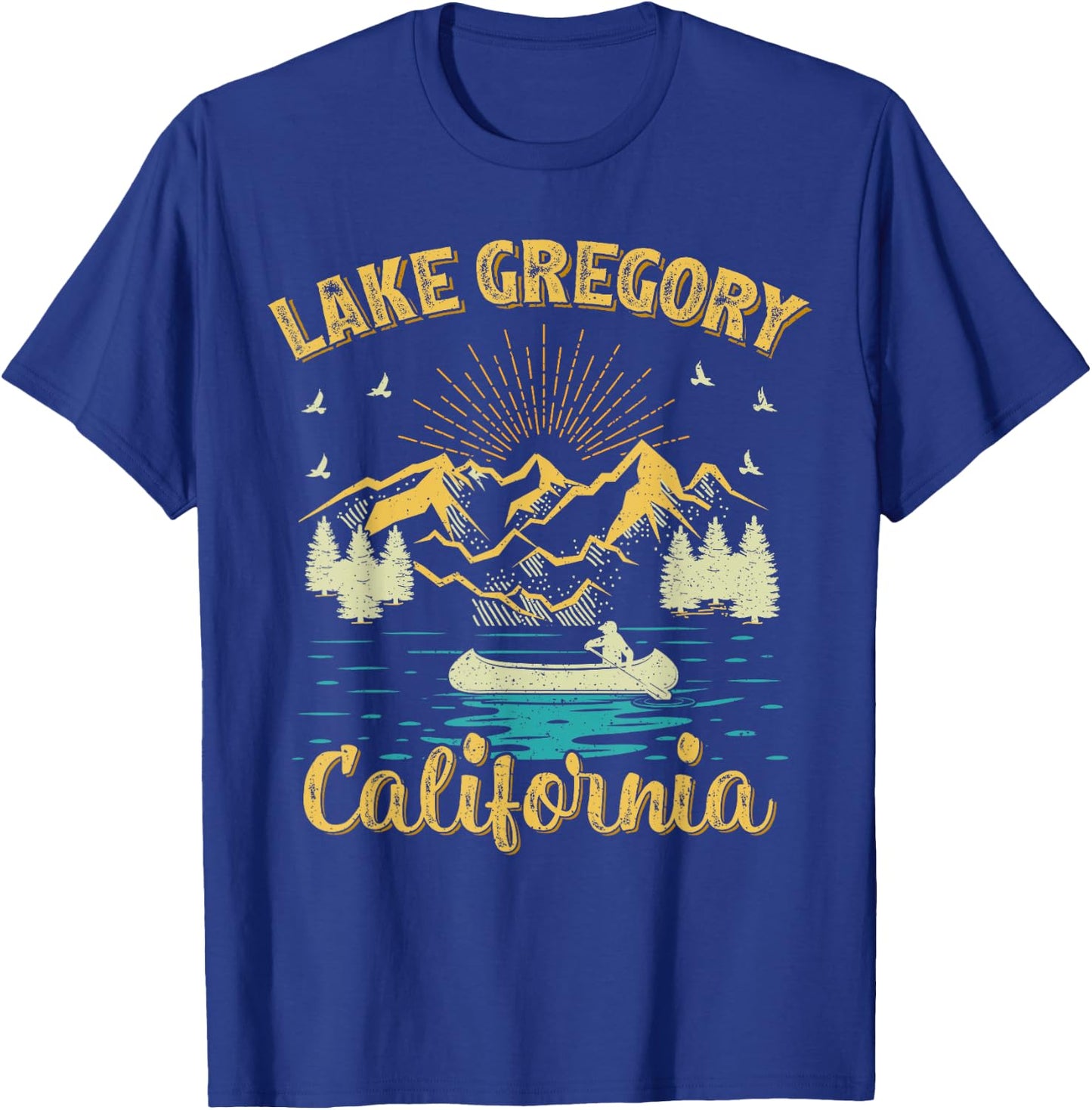 Summer Vacation Retro Mountain California Gregory Lake Men Women Kids T-Shirt - T-Shirt | Royal