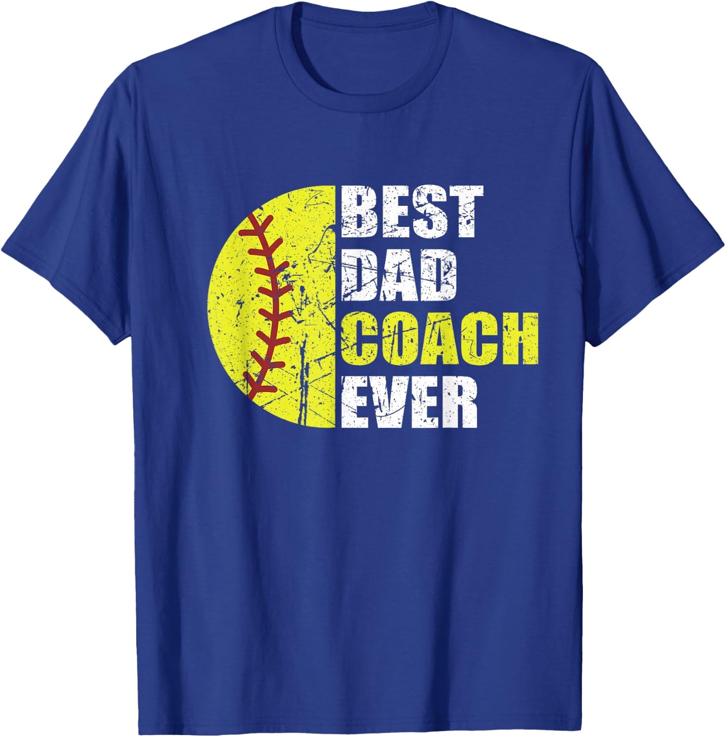 Best Softball Dad Coach Ever Retro Father Softball Coach Dad T-Shirt - T-Shirt | Royal