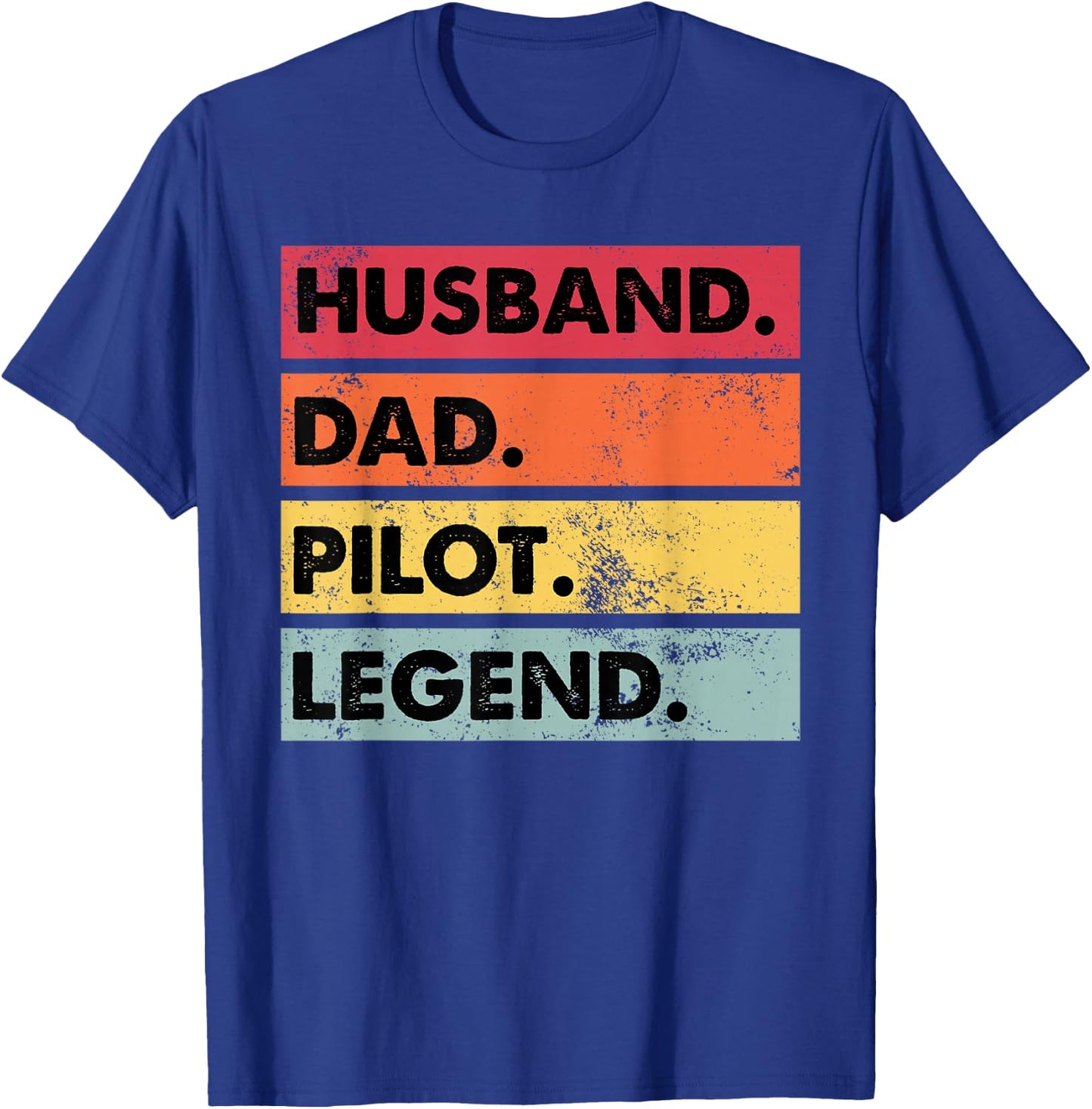 Husband Dad Pilot Legend Airplane Aviation Dad Father T-Shirt - T-Shirt | Royal