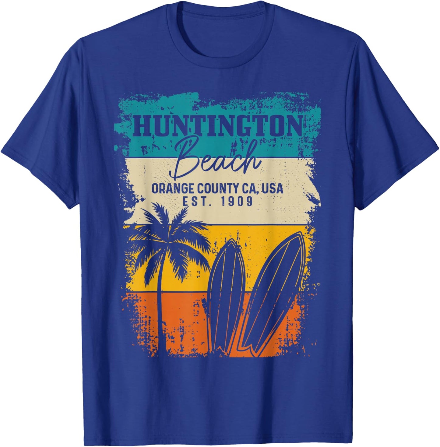 Huntington Beach Surfing Vintage Orange County California T-Shirt - T-Shirt | Royal