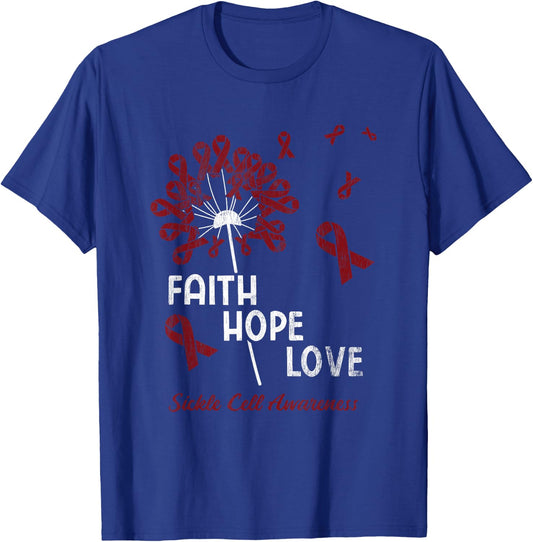 Faith Hope Love Sickle Cell Awareness T-Shirt - T-Shirt | Royal