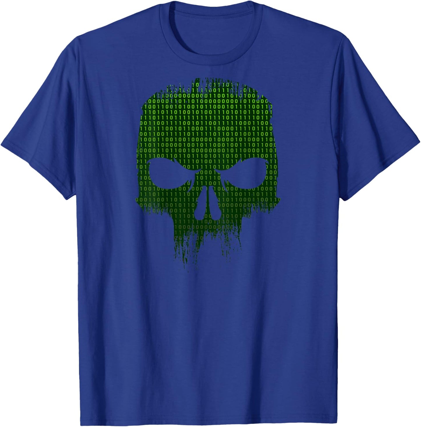 On Back Binary Code Skull Programmer Developer Tech Geek T-Shirt - T-Shirt | Royal