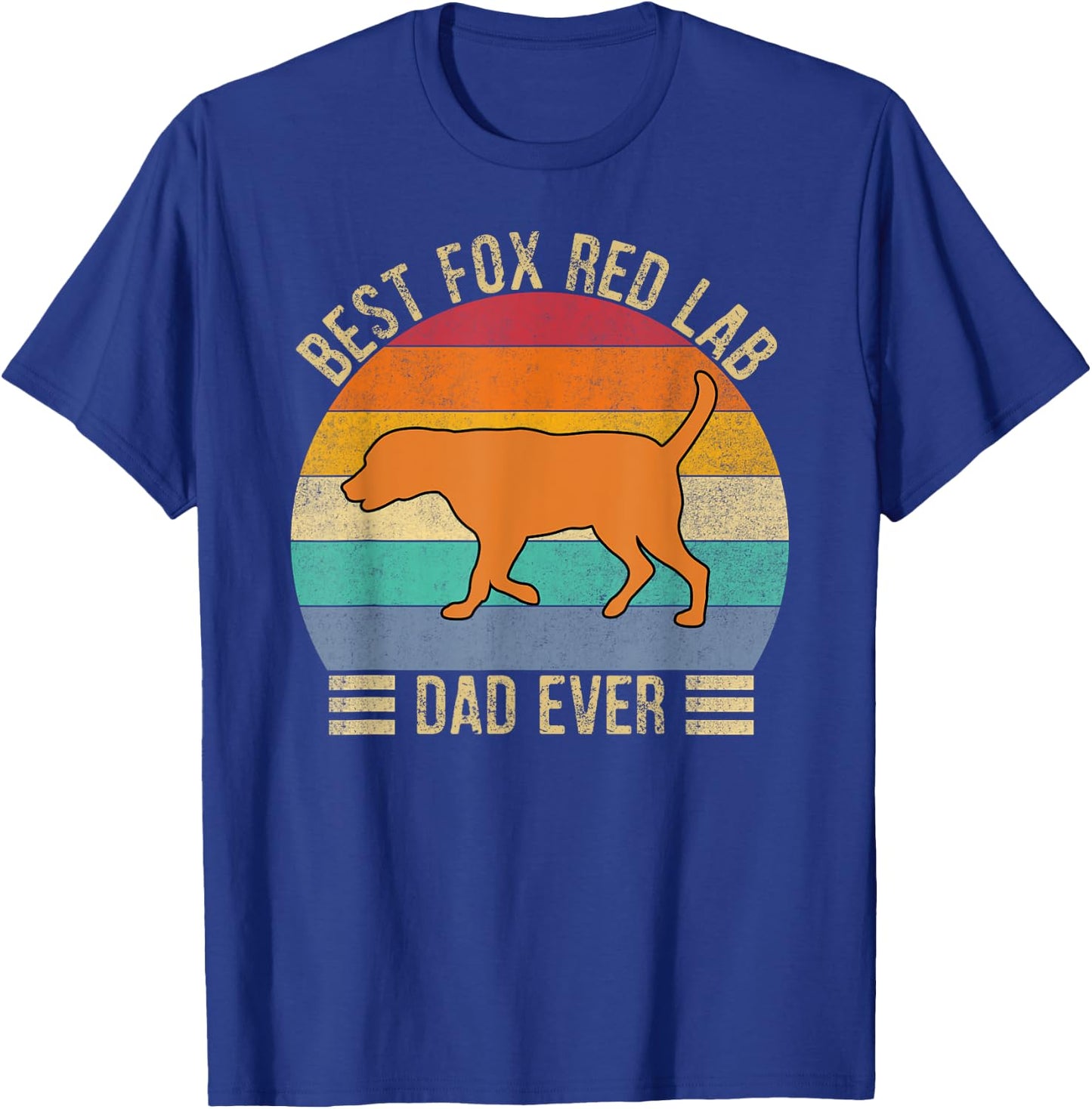 Best Fox Red Lab Dad Ever Labrador Retriever Vintage Retro T-Shirt - T-Shirt | Royal
