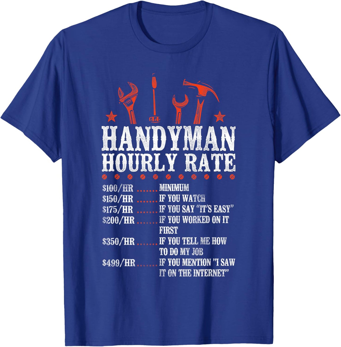 Funny Handyman HD0 Vintage Black , -Adults, Small, Short Sleeve, Classic Fit, , Polyester 100% T-Shirt - T-Shirt | Royal