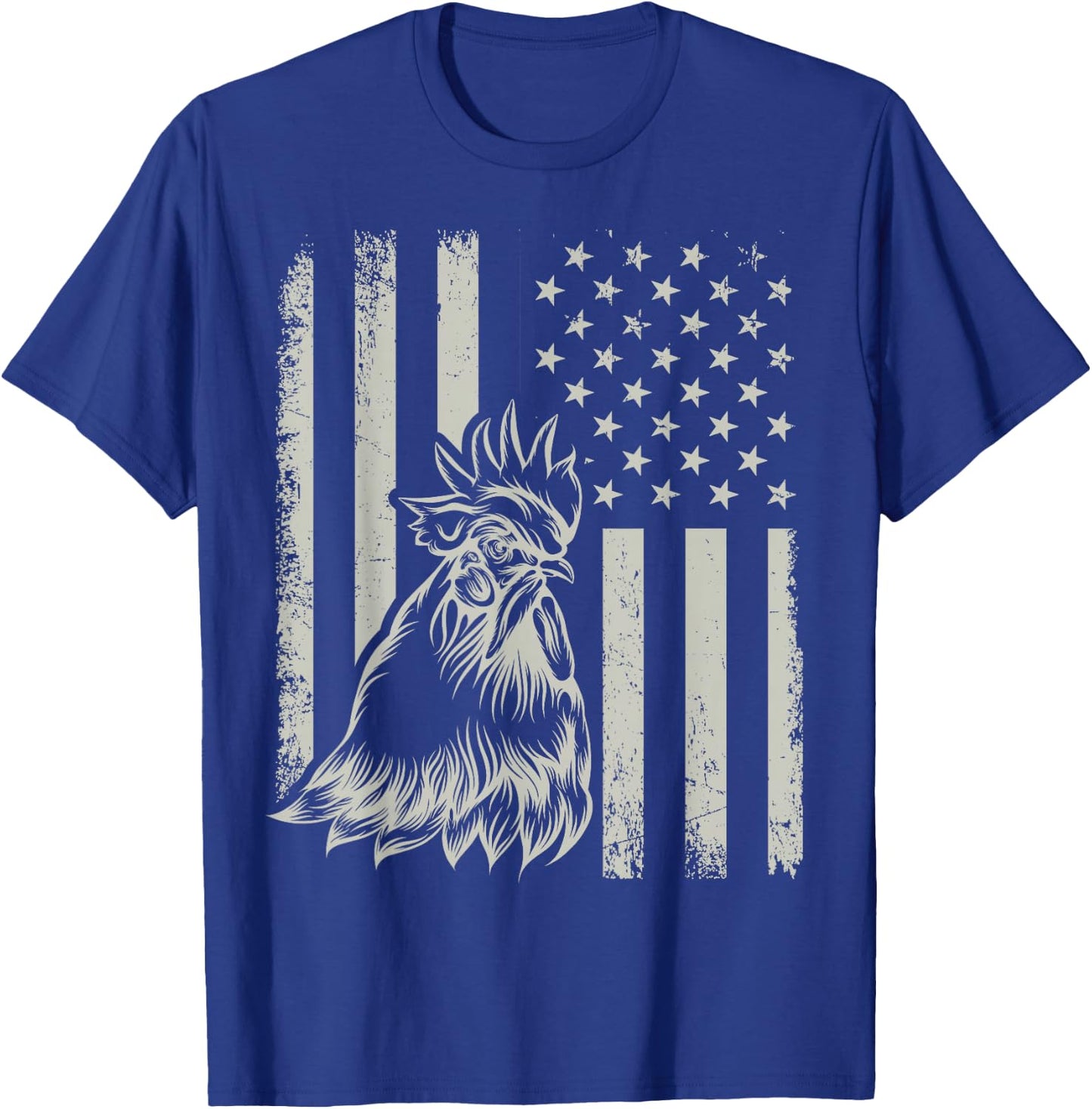 Proud Patriotic Chicken Rooster Farmer Lover American Flag T-Shirt - T-Shirt | Royal