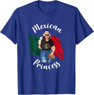 Pretty Mexican Princess Mexico Flag Patriotic Loves Coffee T-Shirt - T-Shirt | Royal