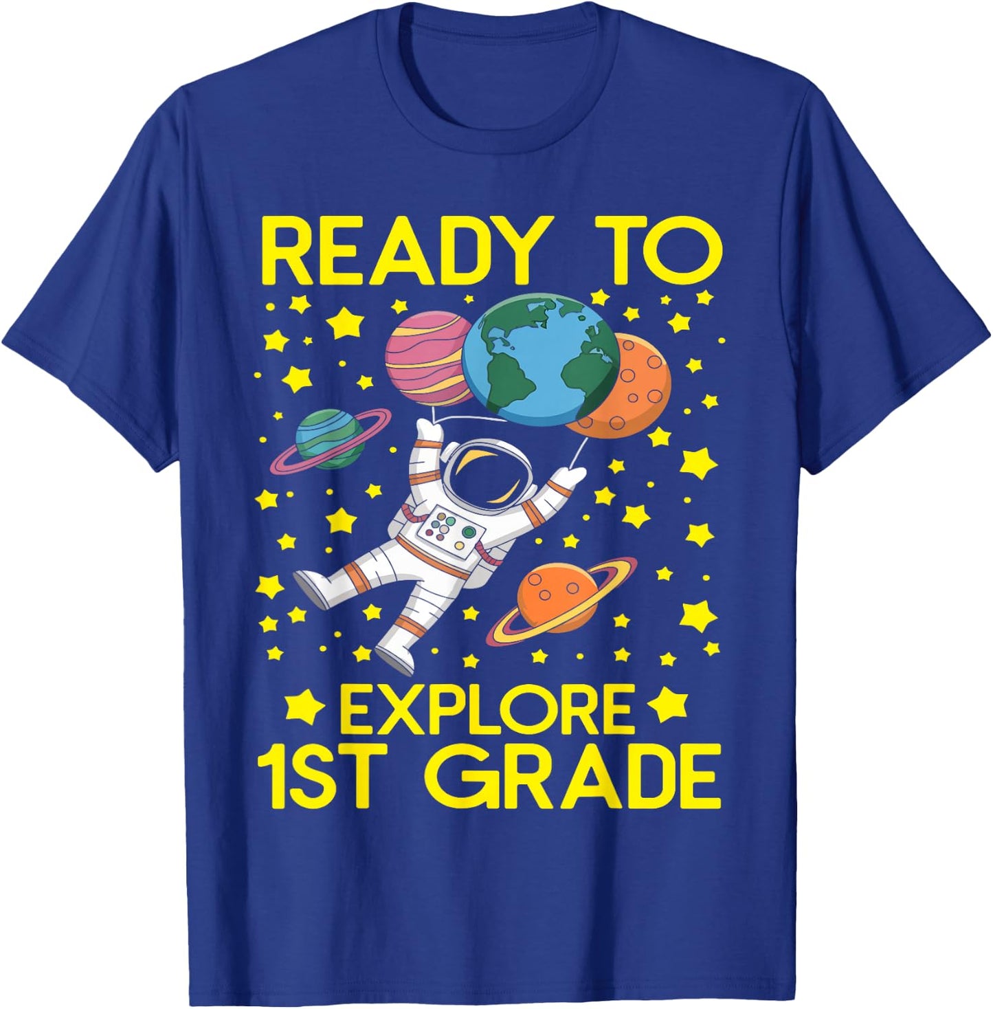 Boys 1st Grade Funny Astronaut Back to School First Grade T-Shirt - T-Shirt | Royal