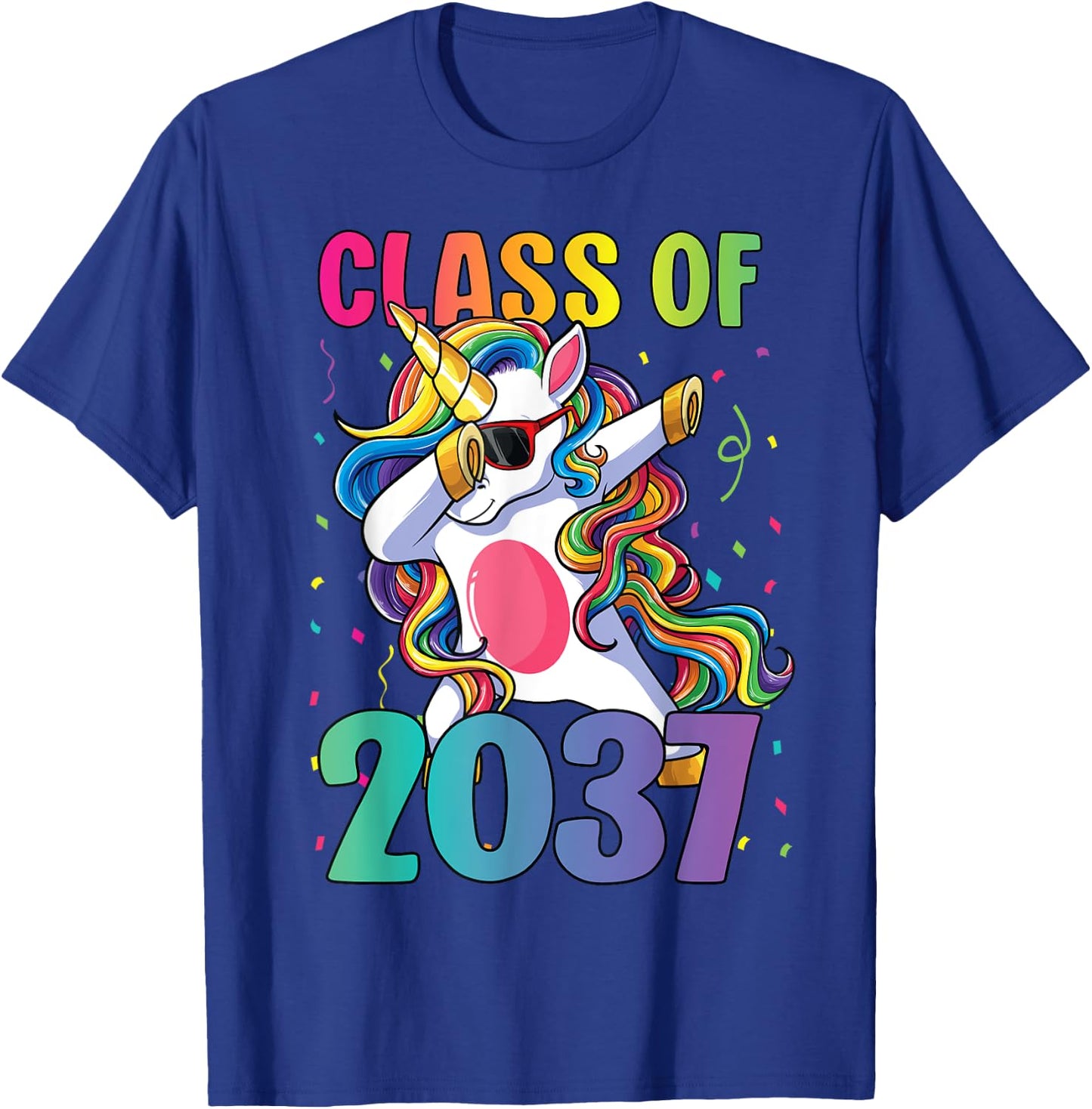 Class of 2037 Shirt Girls Kids Dabbing Unicorn Grow With Me T-Shirt - T-Shirt | Royal
