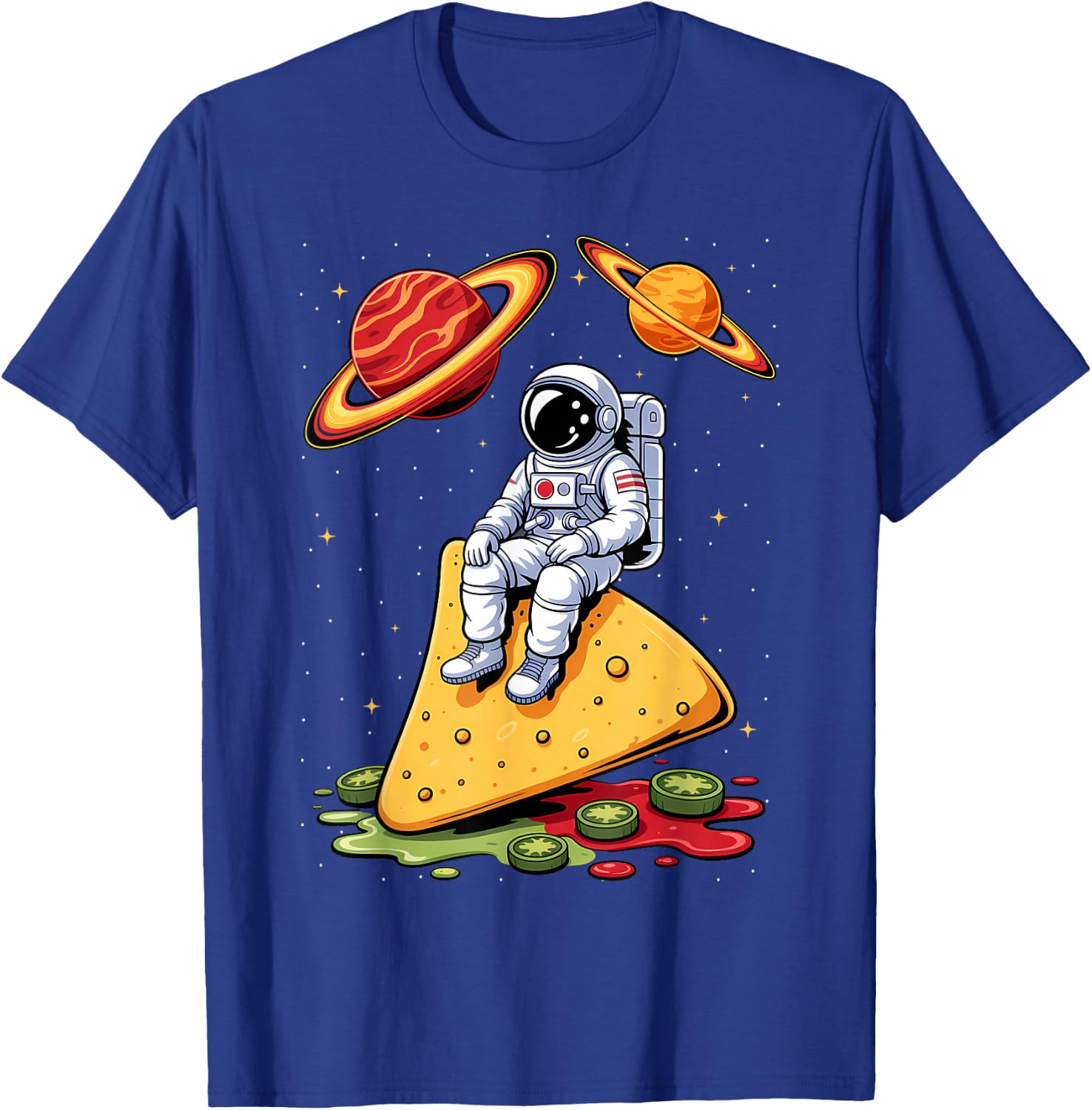 Astronaut Space Nachos Planet Stars Galaxy Cinco De Mayo T-Shirt - T-Shirt | Royal