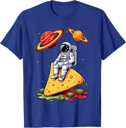 Astronaut Space Nachos Planet Stars Galaxy Cinco De Mayo T-Shirt - T-Shirt | Royal