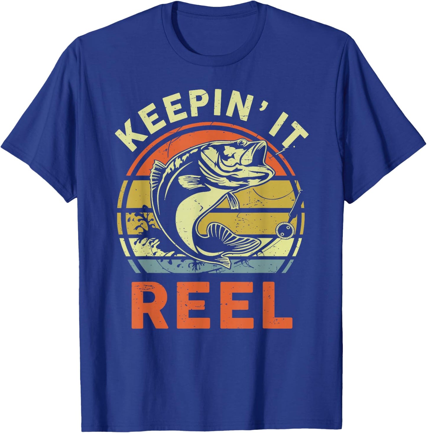 Bass Fishing-Shirt Keeping It Reel Cool Dad Gift Funny Papa T-Shirt - T-Shirt | Royal