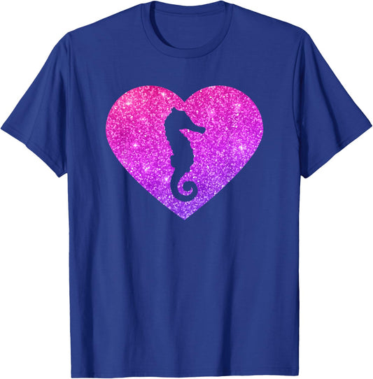 Cute Seahorse Heart Gift Girls Teens And Women T-Shirt - T-Shirt | Royal