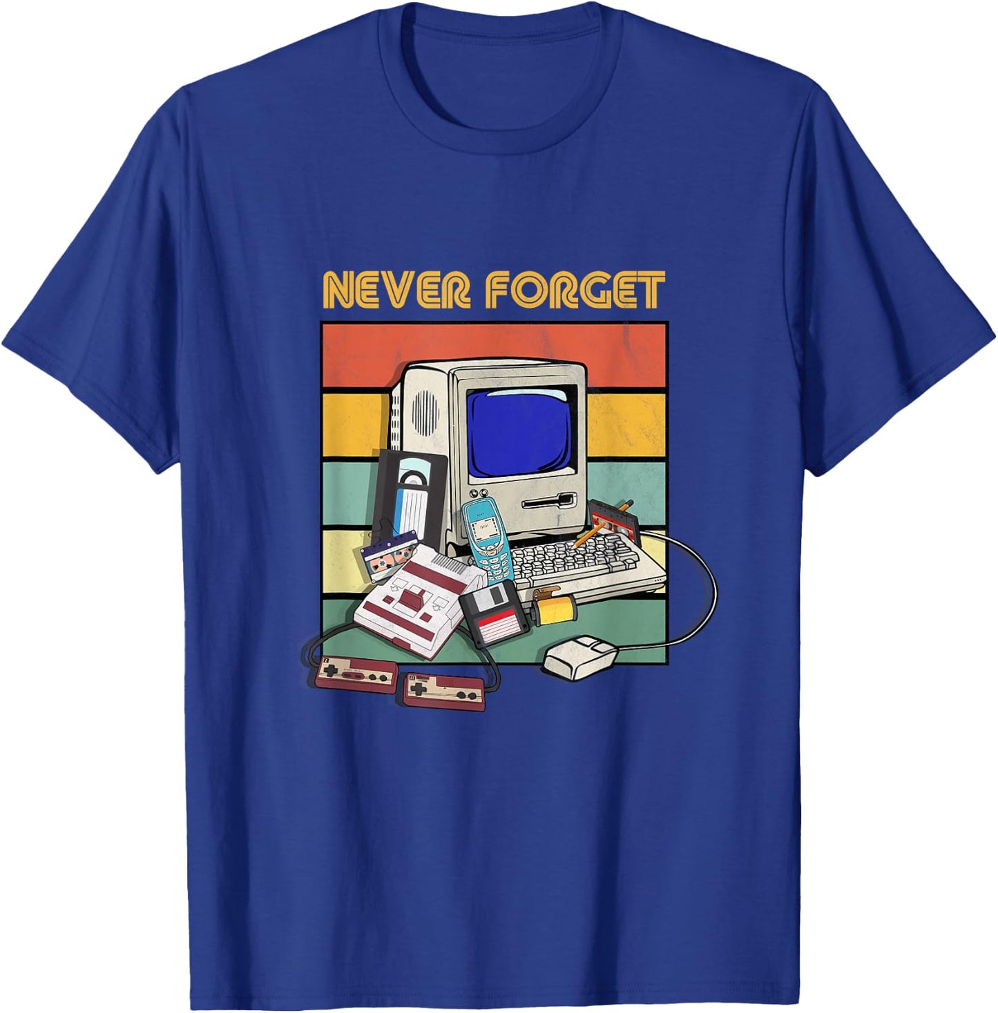 Never Forget Retro 1980s 90s Cassette Tape Music Lovers T-Shirt - T-Shirt | Royal