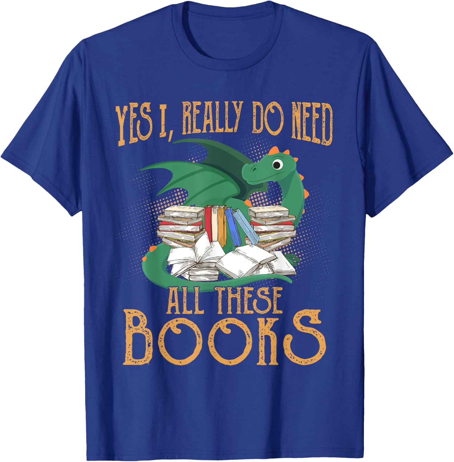 Funny Book Reading Design for Book Lovers Dragon Enthusiasts T-Shirt - T-Shirt | Royal