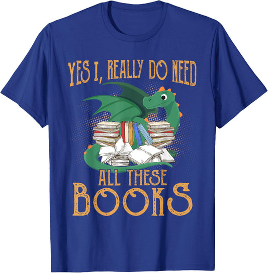 Funny Book Reading Design for Book Lovers Dragon Enthusiasts T-Shirt - T-Shirt | Royal