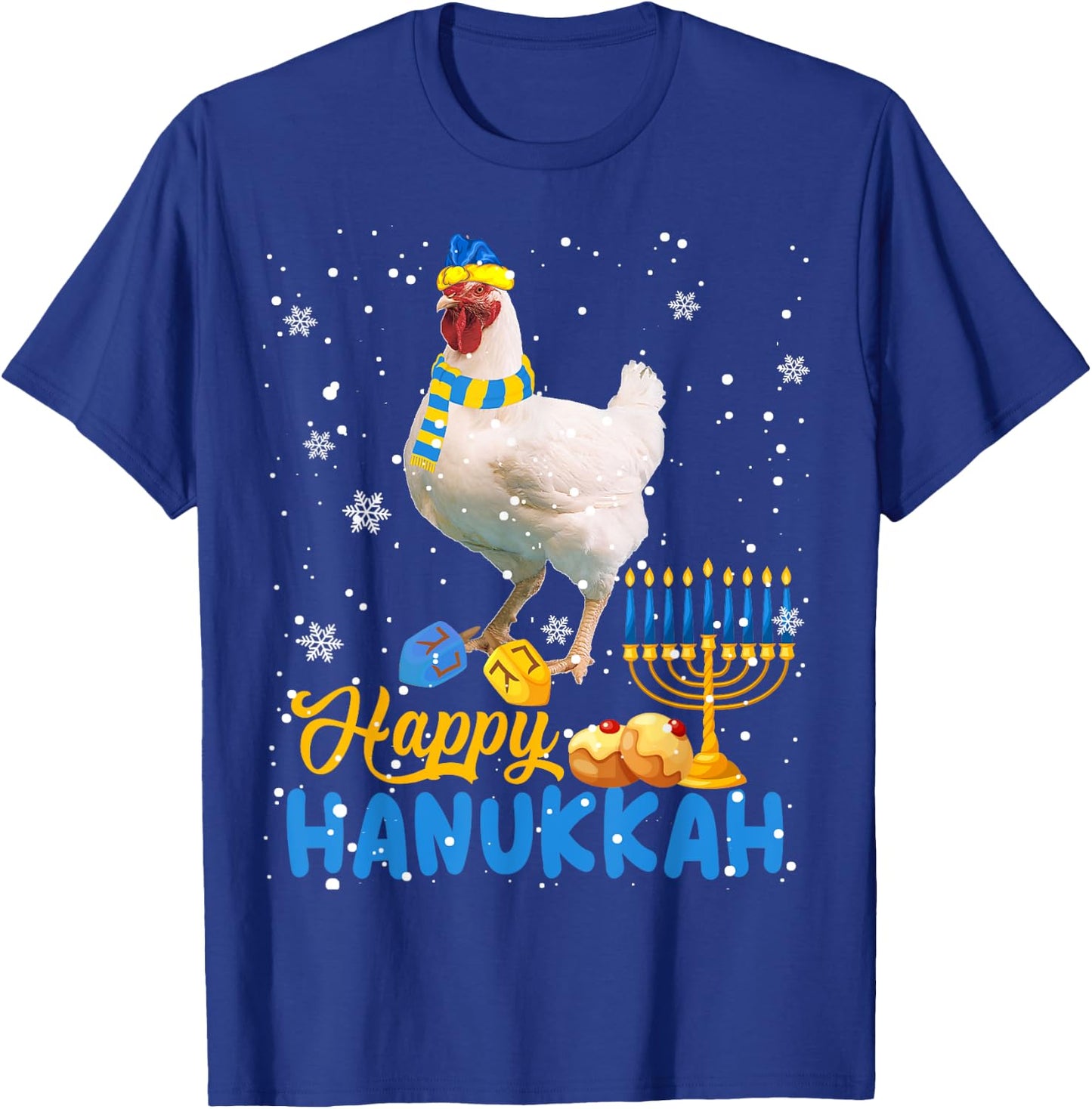 Happy Hanukkah Cute Hanukkah Chicken Menorah Jewish Proud T-Shirt - T-Shirt | Royal
