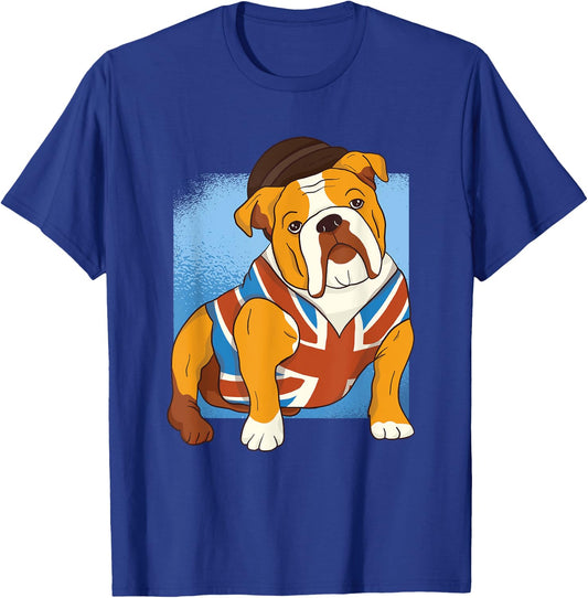 Union Jack British Flag UK British Isles English Bulldog Men Women Kids T-Shirt - T-Shirt | Royal