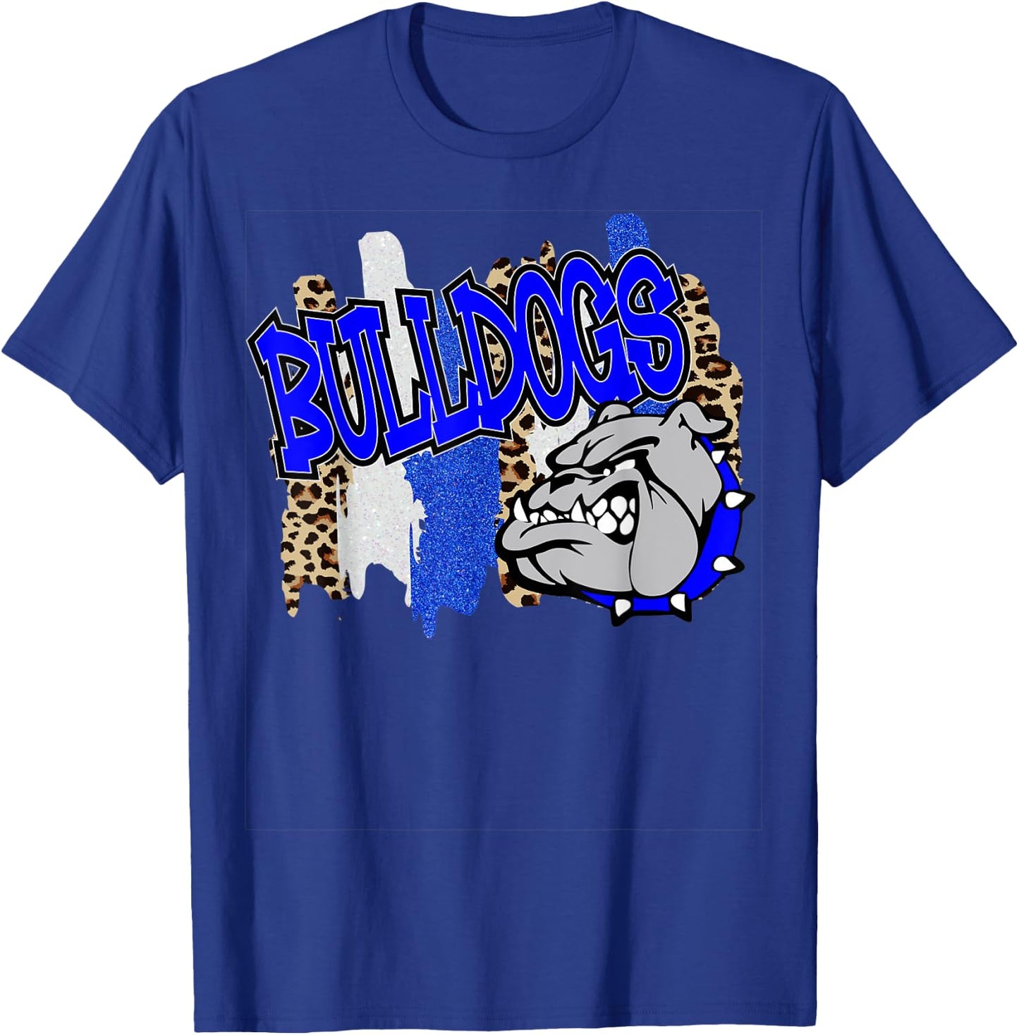 Bulldogs Swash Blue White School Spirit T-Shirt - T-Shirt | Royal
