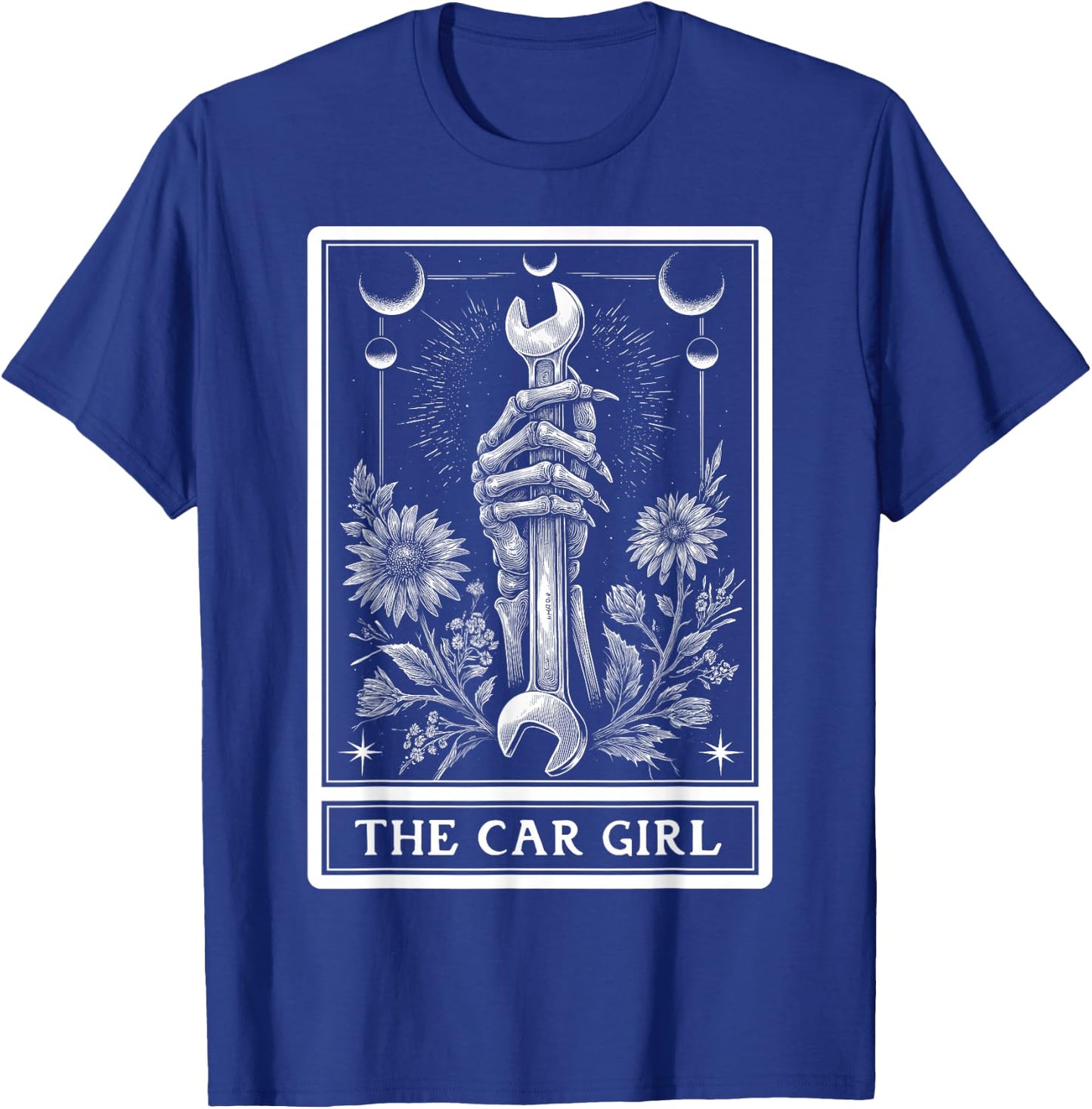 The Car Girl Car Mechanic Auto Tuning Tarot Card Skeleton T-Shirt - T-Shirt | Royal