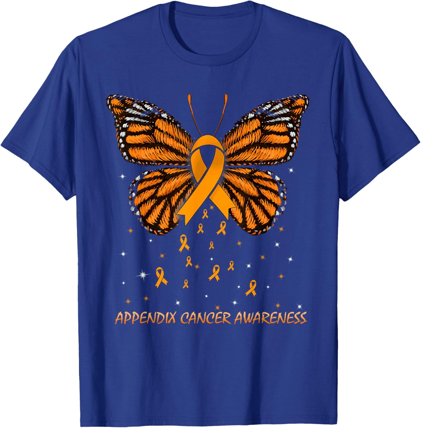 Appendix Cancer Awareness Butterfly T-Shirt - T-Shirt | Royal
