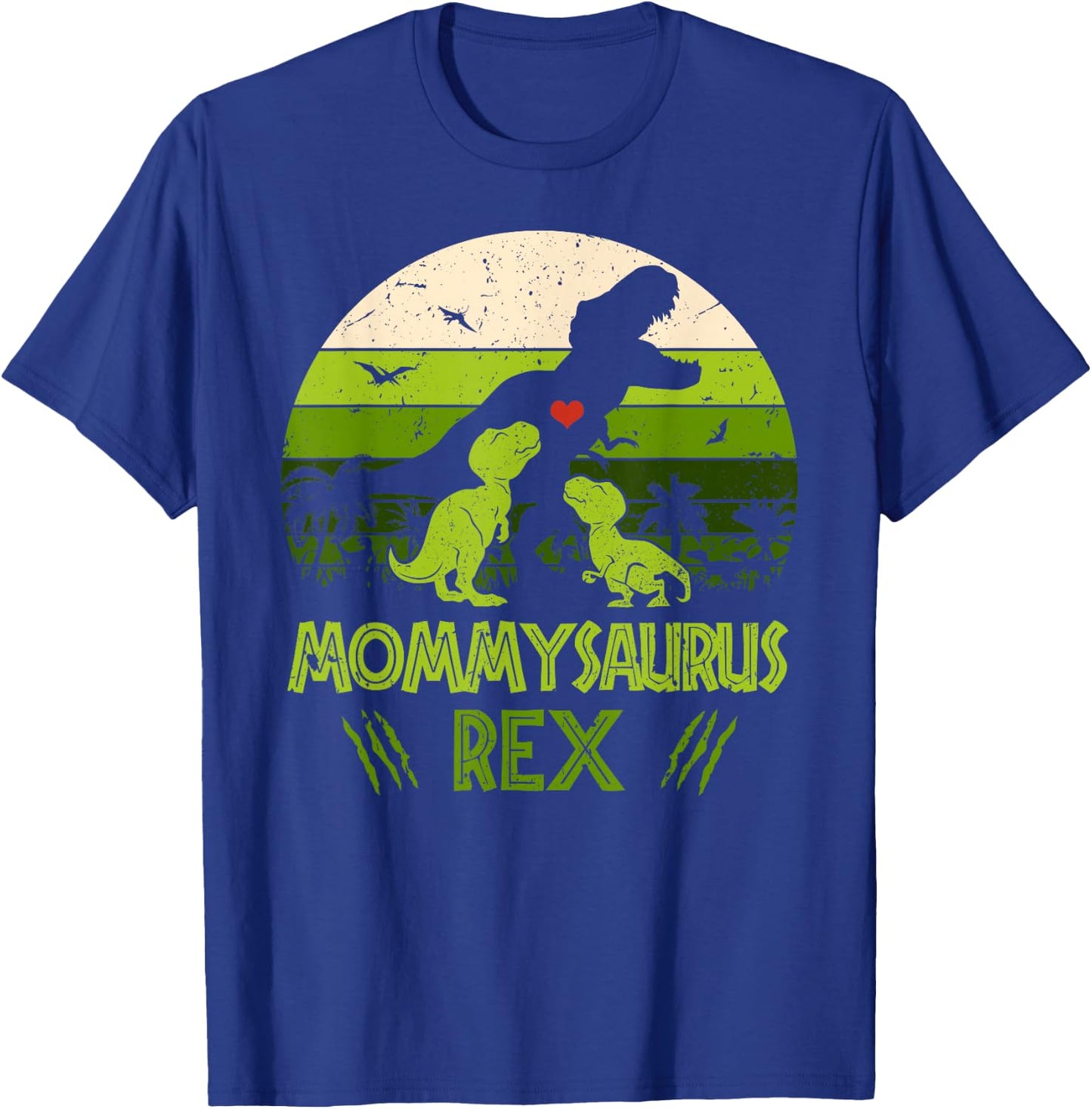 Vintage Retro 2 Kids Mommysaurus Dinosaur Lover Gift T-Shirt - T-Shirt | Royal