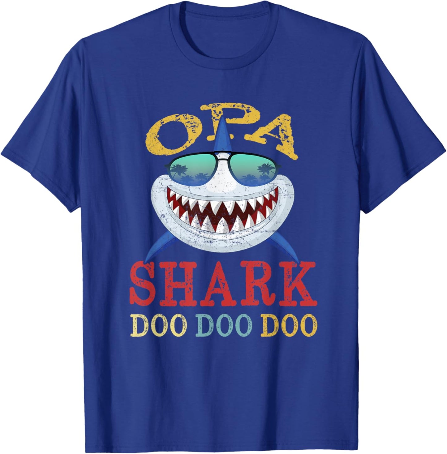 FAMILY 365 Opa Shark Father's Day Men Gift T-Shirt - T-Shirt | Royal