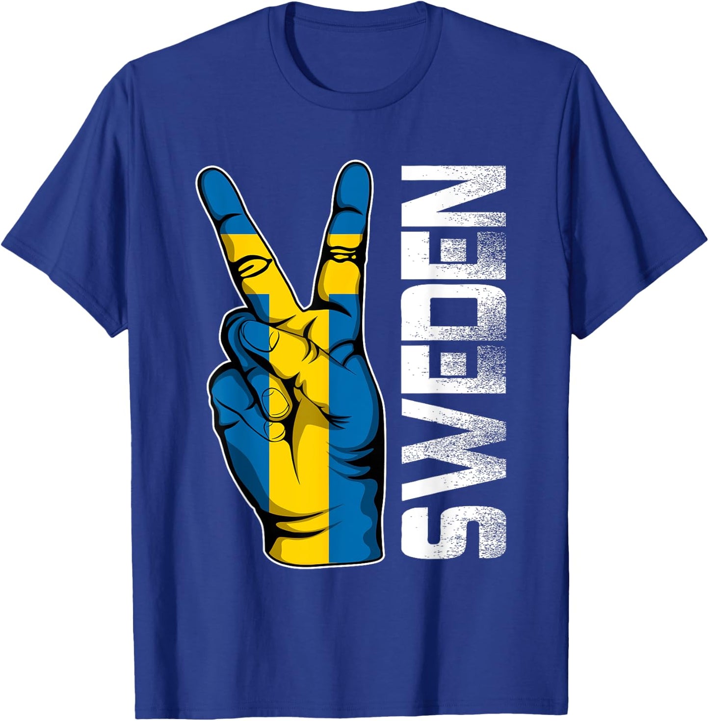 Retro Patriotic Victory Sweden Flag Fingers Kids Men T-Shirt - T-Shirt | Royal