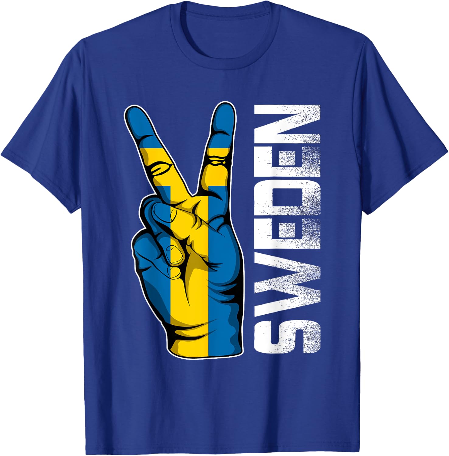 Retro Patriotic Victory Sweden Flag Fingers Kids Men T-Shirt - T-Shirt | Royal