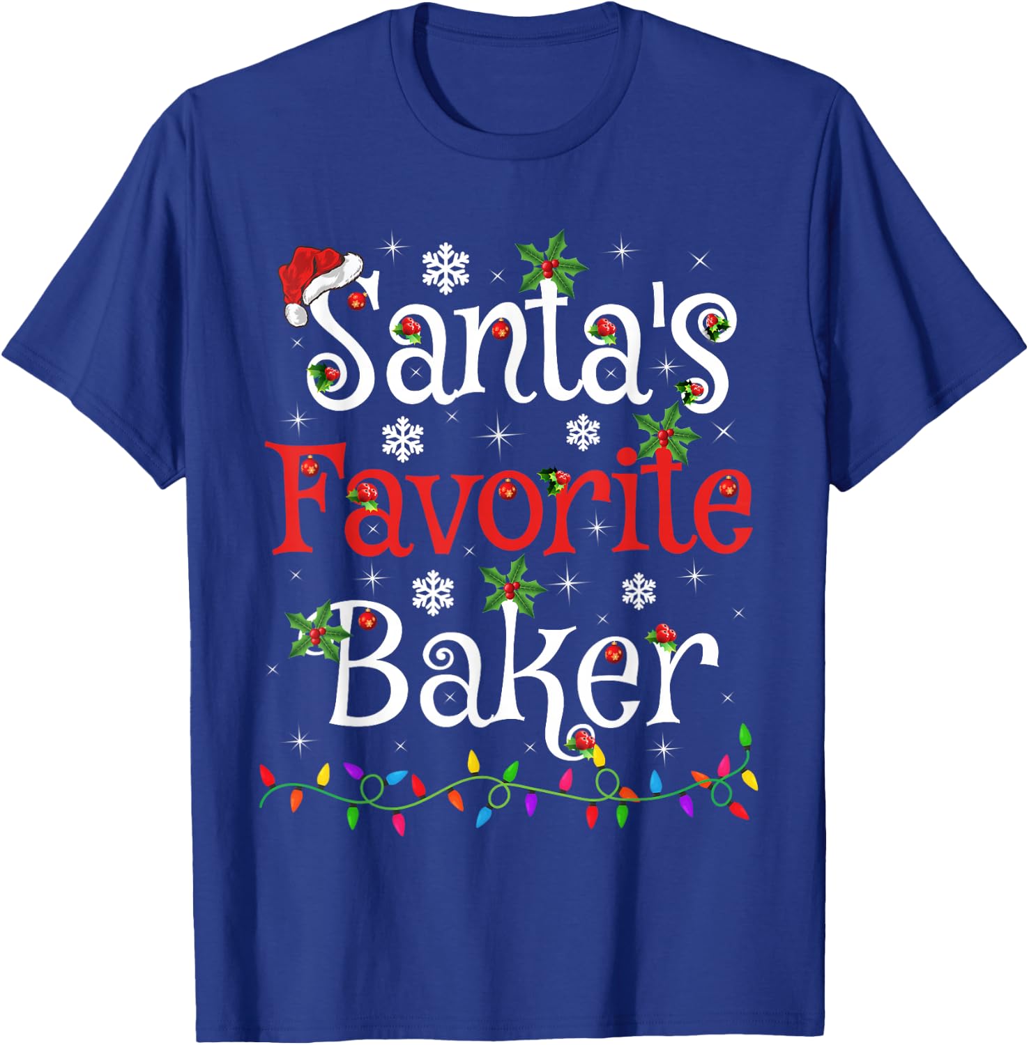 Baker Xmas Gift Santa's Favorite Baker Christmas T-Shirt - T-Shirt | Royal