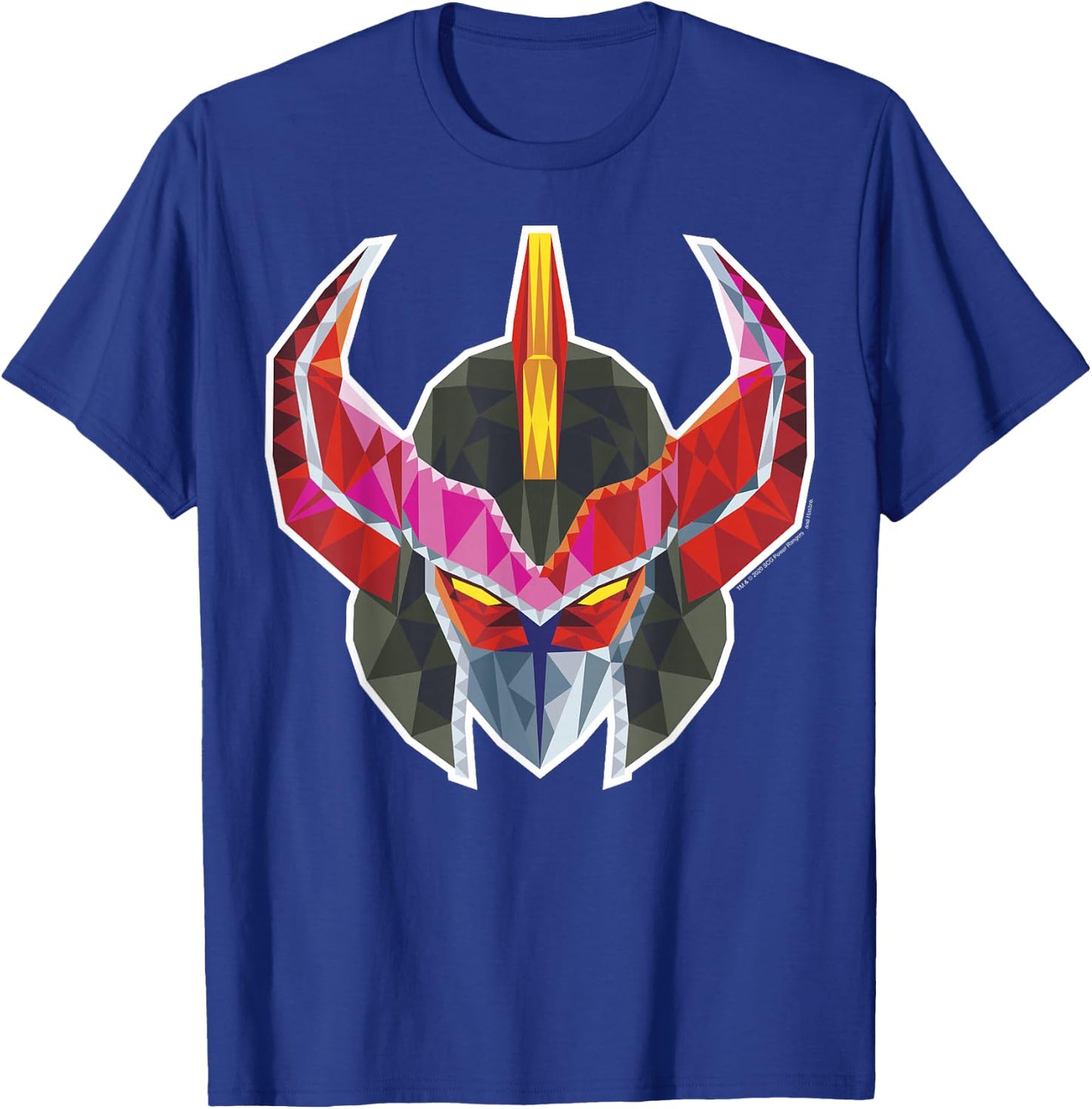 Power Rangers Megazord Retro Polygon Style Helmet T-Shirt - T-Shirt | Royal