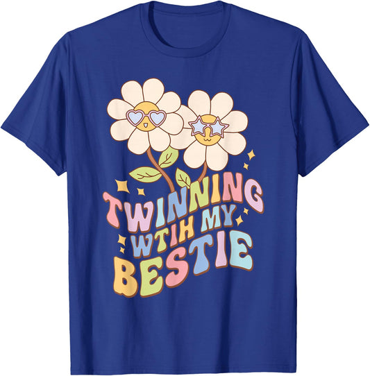 Twinning with My Bestie Best Friend Matching Twin Day Retro T-Shirt - T-Shirt | Royal