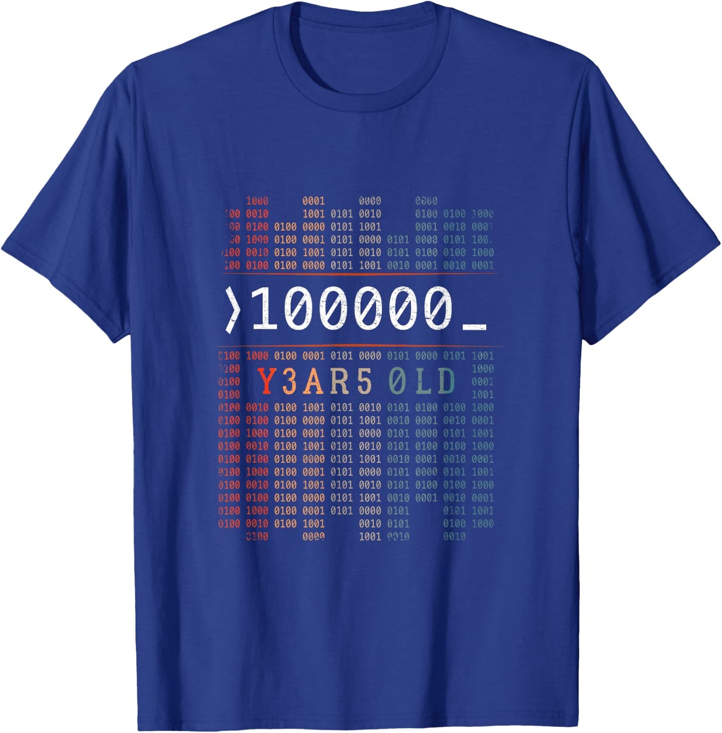 100000 Years Old 32nd Birthday Binary Code Coder Computer Science T-Shirt - T-Shirt | Royal