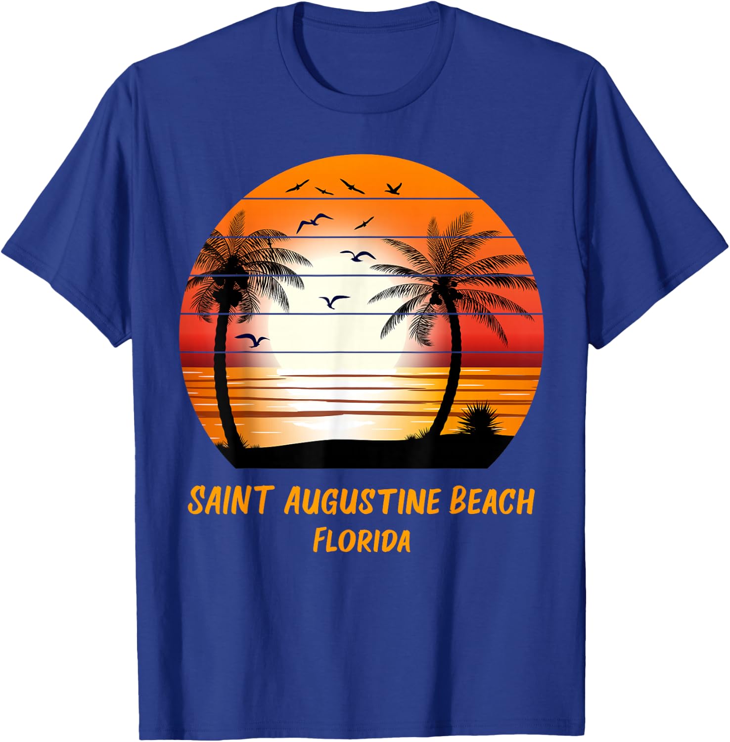 Saint Augustine Beach Florida Vintage Sunset Retro Summer T-Shirt - T-Shirt | Royal