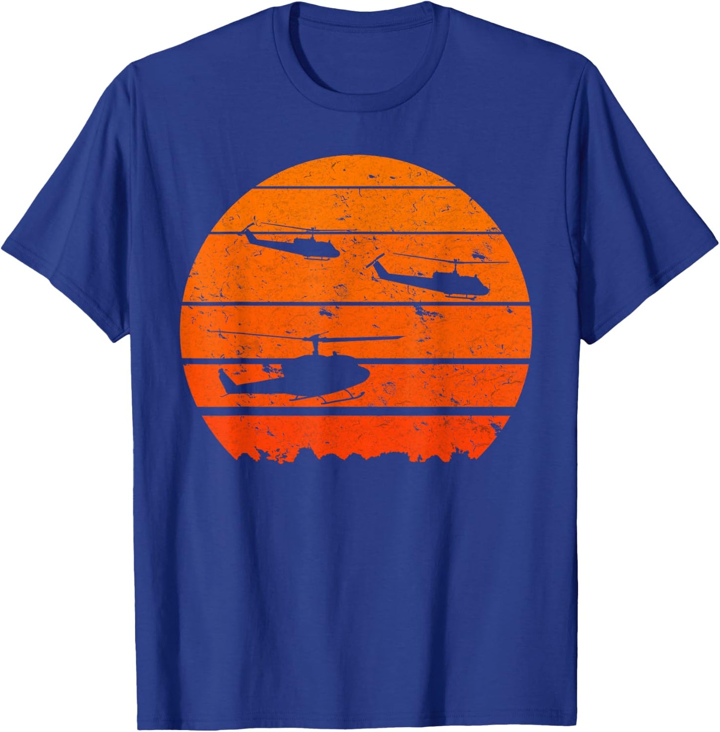 Huey Jungle Sunrise Retro Helicopter Vintage Military T-Shirt - T-Shirt | Royal