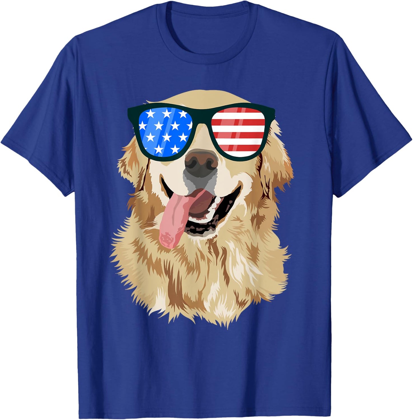Golden Retriever USA American Flag Dog Lover Puppy Owner Women Kids Men T-Shirt - T-Shirt | Royal
