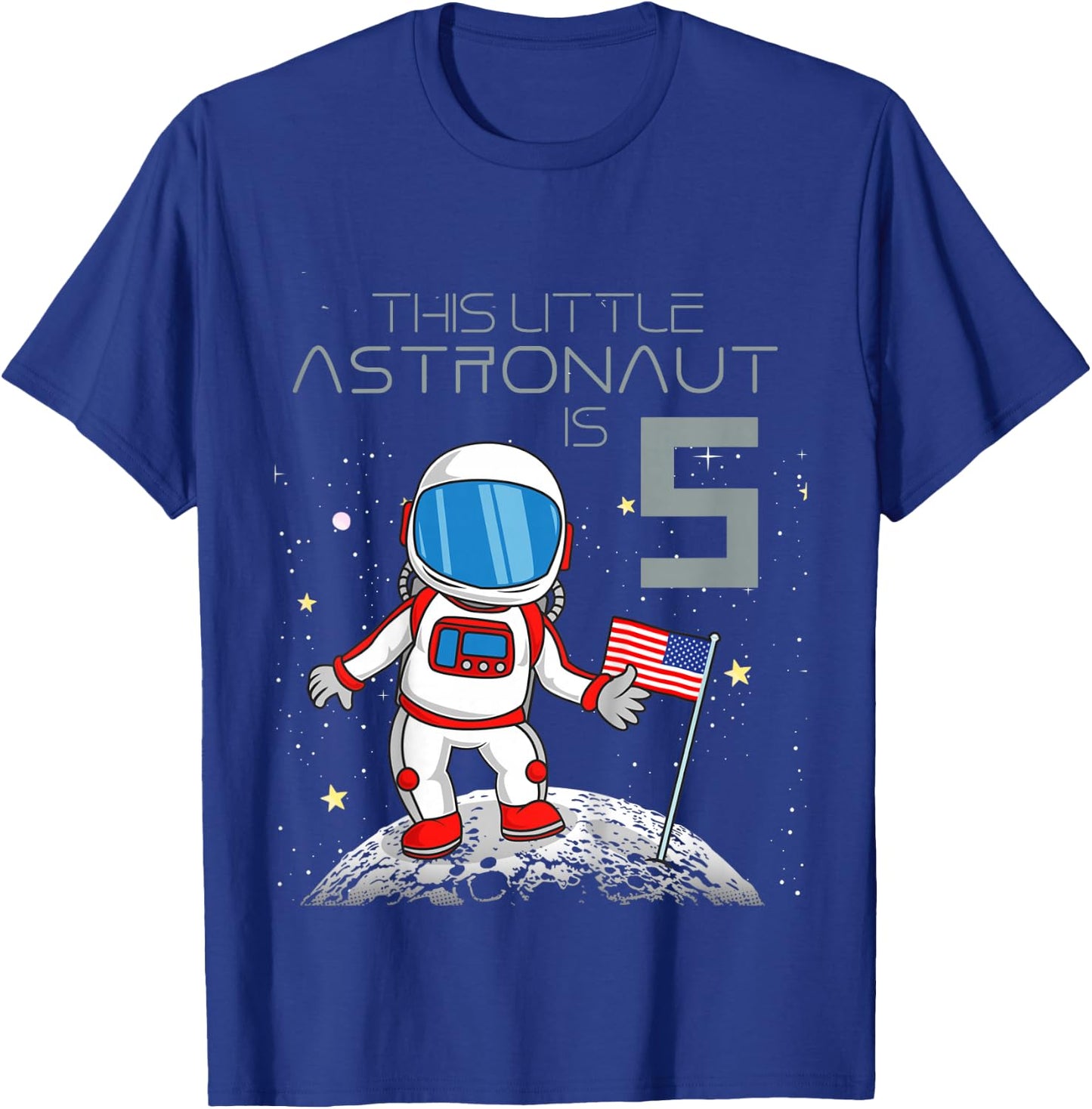 Kids 5th Birthday Astronaut Shirt Boys Gift 5 Year Old Space Geek T-Shirt - T-Shirt | Royal