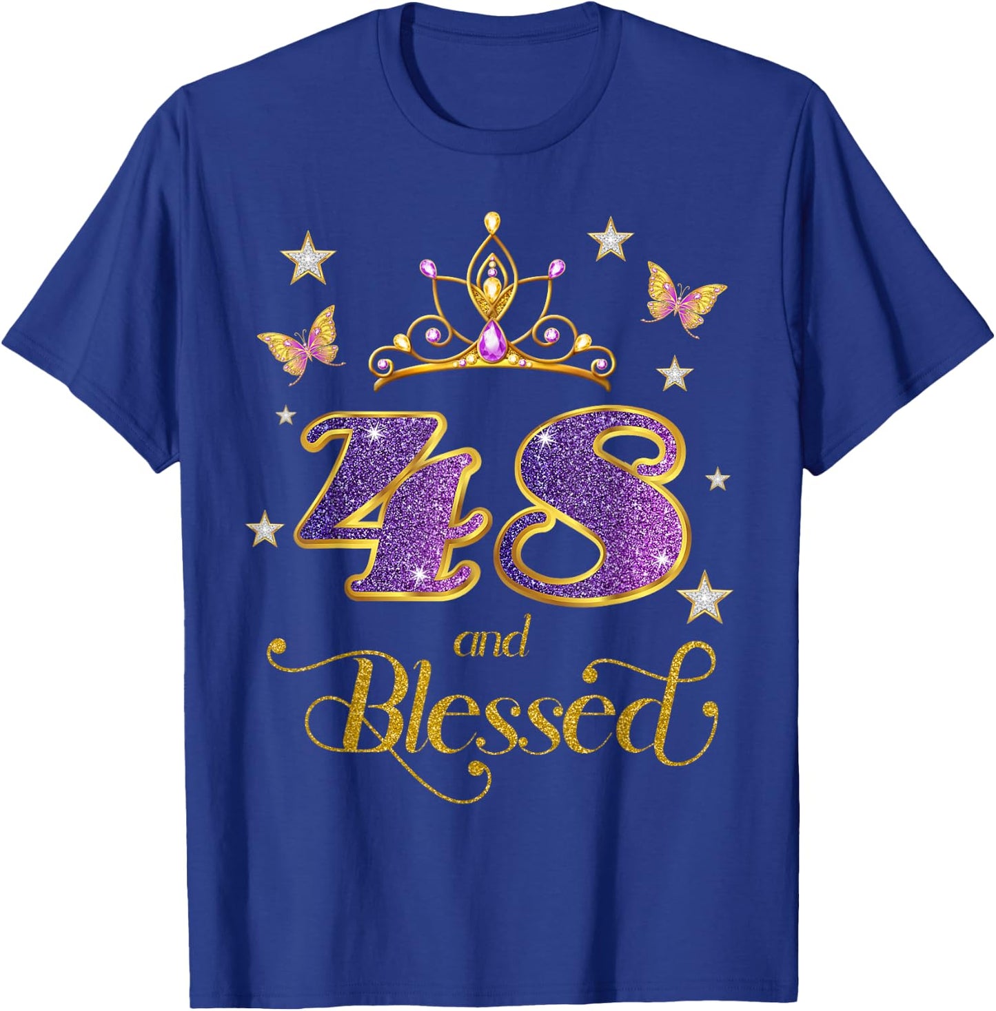 48 and Blessed 48 Years Old Birthday 48th Birthday T-Shirt - T-Shirt | Royal