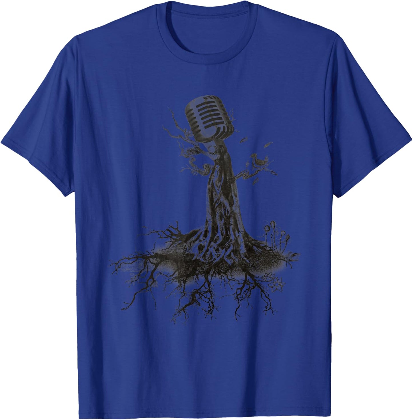 MICROPHONE TREE - roots music singer band sketch T-Shirt - T-Shirt | Royal