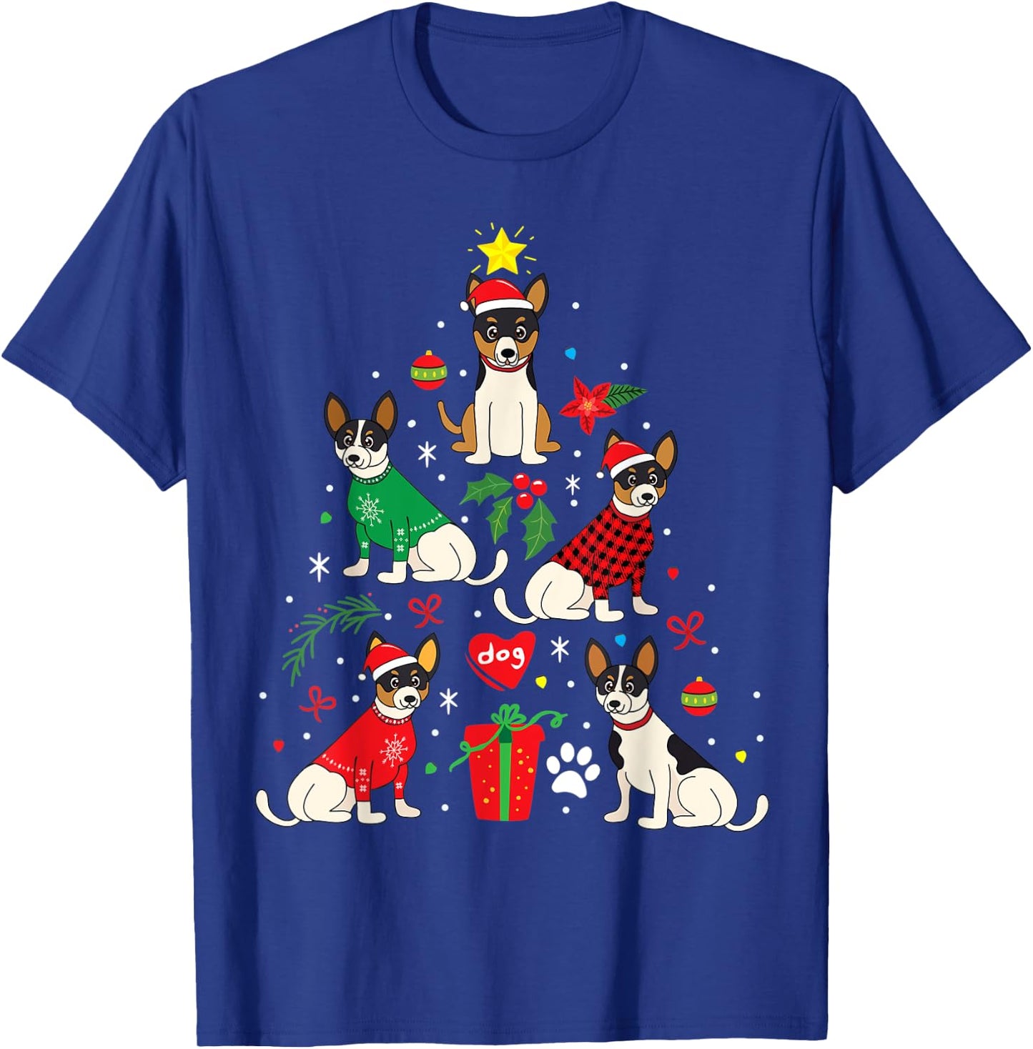 Rat Terrier Christmas Tree Ornament Decor Dog Gift T-Shirt - T-Shirt | Royal