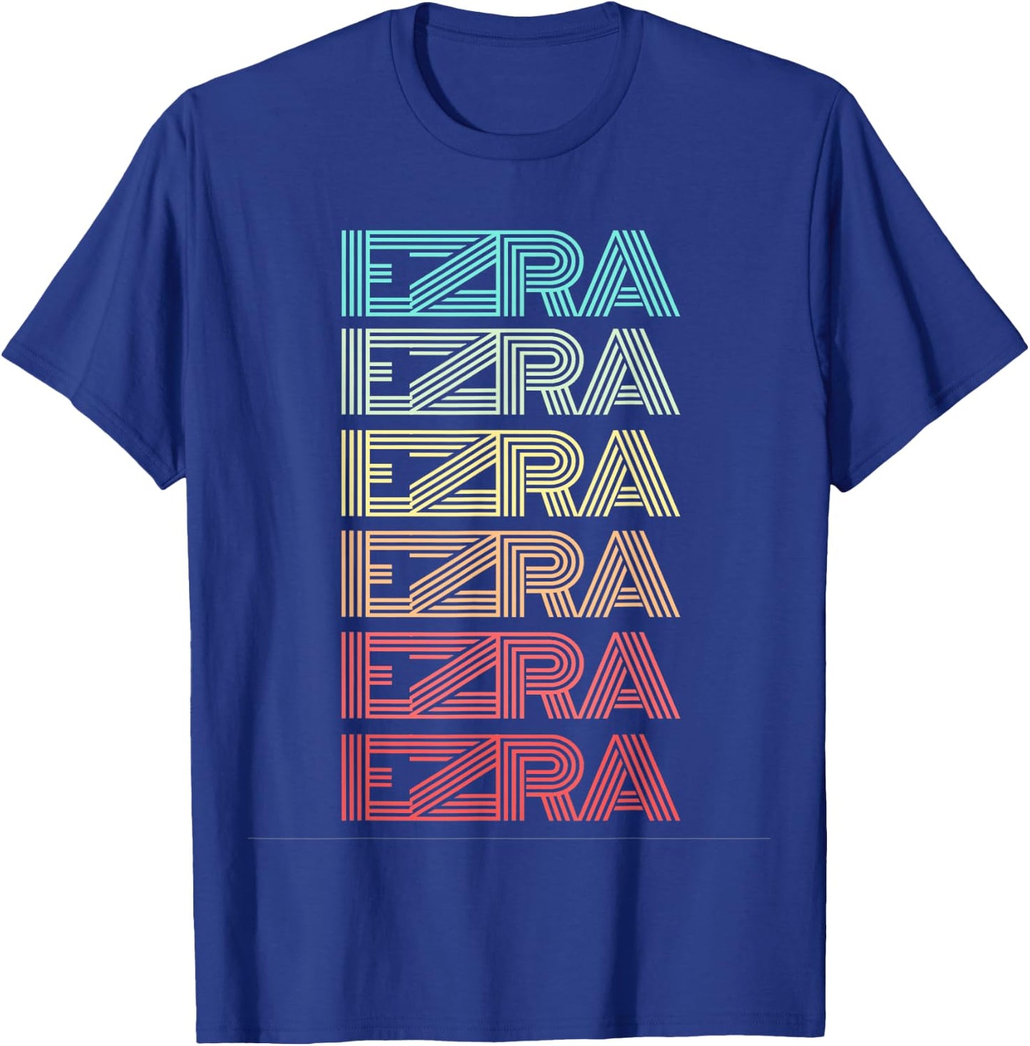 First Name EZRA Boy Retro Personalized Birthday Father Son T-Shirt - T-Shirt | Royal